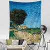 Tapisserier Forest Landscape Architecture Tapestry Wall Hanging Bohemian Van Gogh Oil Målning Abstrakt Witchcraft Eesthetics Room Decor