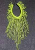 Handgjorda i Stock European Fashion Neon Yellow Statement Women Long Chokers Star Chunky Tassels Chains Beading Necklace233y6575111