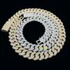 Biżuteria hip -hopowa 20 mm 3 rzędy okrągły kształt mrożony 925 Srebrny Moissanite Diamond Cuban Link Chain Men Naszyjnik