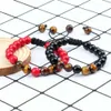 Pulsera de cuentas de piedra natural tejida ajustable con cuentas y adecuado para parejas hombres tigre pulseras de lava joyas de yoga pulsera