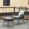 Meubles de camp Balcon de balcon extérieur chaise de rotin de rotin trois pièces