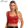 Frauen Tanks Frauen Metallic Shiny Crop Top ärmellose Doppelgurte Schlanke Fit Tank Weste Halloween Party Clubwear Summer Night Club Y2K