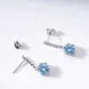 Stud Women moissanite drop earring with 1CTx2 royal blue color yellow color moissanite gemstone pass diamond test female jewerly gift d240426