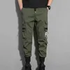 Мужские брюки Новые хип-хоп брюшные брюки мужские брюки. Повседневные много карманные мужские мужские черно-зеленые спортивные штаны
