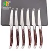 Knives 6pcs Stainless Steel Dinner Knife Set Full Tang Table Serrated Wooden Handle Steak