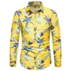 2019 Spring och Autumn New Product Men's Long Slim Fit Youth Flower Shirt Men's