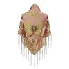 Scarves Butterfly Embroidered Shawls And Wrap Sheer Shawl With Fringe Scarf