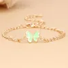 Bracelets de charme Bracelete de borboleta de rosa fofa para mulheres Moda Gold Link Cadeir