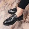 Dress Shoes Leather Men's Party Korean Style British Casual Boys Black Business Formal Wear