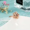 Cluster ringen retro noble Holleing Design Dames Rose Gold Wedding Engagement Band Ring met luxe helderblauwe kubieke zirkonenjuwelen