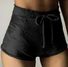 Shorts voor dames mooi klein ding dames dames roze gemalen fluwelen loper shorts hot casual dames trekkoord shorts d240426