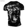 T-shirts voor heren 3D Tiger Print Mens Street Hip Hop T-shirt Harajuku Vintage Fashion O-Neck Ultra Fine T-Shirt Summer Short Sleeved Topxw