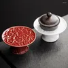 Tea Trays Ceramic Dish Tray Serving Teaware Cup Holders Lid Stand Display Refreshment Plate