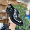 Scarpe casual autentica coccodrillo pelle classiche uomini neri solidi lace-up derby oxfords genuine alligatore in pelle maschio abito da business scarpa