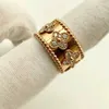 Original hot selling Clover V-Gold Kaleidoscope Ring for Women 18k Rose Gold Wide and Narrow Jewelry Couple With logo