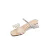 Slippers Shiny Rhinestone Women Sandals Exquisite Bow Tie Flats One Strap Summer Shoes Minimalist Beach Outdoor Casual Chaussure