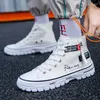 Casual Shoes 2024 High-top Breathable Canvas Hong Kong Style Male Korean Version Of Fashion Men Leisure Tide Student Office