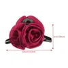 Hair Clips Barrettes 12.5cm Large Size Hair Claw Fabric Rose French Hair Clip Black Wine Red Festival Hair Accessories Hairpin Fashion Hair Crabs 240426