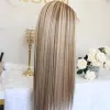 Wigs Highlight Wig Blonde Lace Front Wig Ombre Synthetic Hair Silk Base Closure Wig Middle Part Long Straight Hair