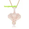 iced out elephant pendant necklaces for men luxury designer mens bling diamond animal pendants gold silver rose gold chain necklace jew247J