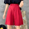 Shorts da donna Shorts Solidi Donne Summer Girls Simple Streetwear Office streetwear Office Lady Korean Style Leisure Straight S-5xl All-Match Pieghe D240426