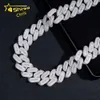 Rappeurs de luxe 25 mm Chaîne Iced Out Out Emerald Cut Moissanite White Gold Plated Cuban Link Chain Mens Hip Hop Miami chaîne