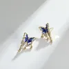 Brincos de garanhão Agsnilove Gold For Women 14K Peda cúbica de zircônia cúbica Earings Butterfly Studes Jóias de moda 2024