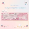 Teclados Kawaii Wired Keyboard Tea Milk Rabbit fofo rosa