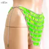 Skirt Neon Green Gem perline per perle della gonna Slievi club indossare un outfit festival di lingerie sexy vacanza in bikini ardente indossare gioielli