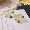 Boucles d'oreilles en zircon vert vintage français pour femmes NICHE LUMBRE DESIGNEMENTS LURNE MODE SIMILLE BILLEME DE CHARME EXQUISITE HIGHES