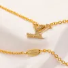 gold plated brand Designer pendant necklace Stainless steel letter necklace Bead Chain Jewelry jewelry women's gift