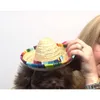 Appareils de chien Paille Chapeau de chiens réglables Chapeaux Caps Decorative Mexican Style avec longe