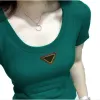 Designer Womens Polos Short Sleeved T Shirt Summer Street Beach Casual Comfortable Breathable Women Knitted T Shirt Top Round Neck Triangle Logo 8 colour Size L-XXXL