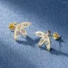 Stud Earrings Yellow Gold Color Small Fresh Leaf Female Simple Compact And Exquisite All-match Drop