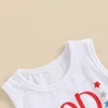 Kleidungsstücke Little Boy Kleidung 4. Juli Outfit Brief Druck Quasten Tanktops mit Sternenstreifen -Shorts für Sommerkinder