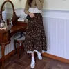 スカート2024 Faldas Mujer de Moda Vintage Floral Long Women Clothing High WAIST A-lineパッチワークレースJupe Korean Sweet Skirt