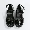 Casual Shoes Love Decorated Chain Vintage Mary Jane Women's Rivet Platform Lolita Ankle Wrap Buckle Bow Uniform Jk Student Oxford