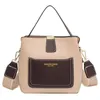 Väska vintage tyg hink 2024 mode av hög kvalitet pu läder kvinnor designer handväska kontrast färg axel messenger