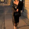 Sexy Black Lace Dress Date Date Night Outfit for Women Spaghetti Cinghia Slip Slip Midi Style French Style