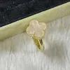 Merk sieraden originele seiko originele reproductie 925 sterling zilveren licht en eenvoudige 18K rosé goud wit fritillaria set met diamanten klaverring