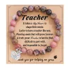 Strands Back To School Teacher's Day Apple Pendant Bracelet Graduation Season Gift, Love Pink Zebra Purple Agate Stone Bracelet