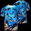 Мужские футболки Mens Summer Sports 3D-печатная футболка Unisex Diving Art Sports Свитер Свитер Случайный модный с коротким рукавом Ope Oper Lize Street Topxw