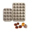 Moulds 12/24 Cup Mini Bundt Pans Mould Fluted Tube Baking Small Cupcake Mold Non Stick Gold Muffin Tray