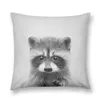 Raccoon de travesseiro - tampas decorativas de arremesso branco preto para sofá de luxo de luxo, travesseiros de sofá ornamentais