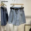Kvinnors jeans 2024 Summer Y2K HARAJUKU Hög midja Streetwear Solid Baggy Jean Shorts för kvinnor Casual Loose Fit American Retro Denim