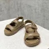 Casual Shoes Women's Woven Sandal Simple Summer Thick Sole Weaving Holiday Beach Slipper Runway Designer Real Leather Sandals