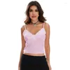 Damestanks vrouwen kant camisole crop tops zomerkleding slank v nek mouwloze bekleding met navel sling sexy club