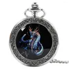 Pocket Watches kreative Retro Dragon Quartz Uhr für Männer Silber Halskette einzigartige Anhängeruhrkette Geschenk