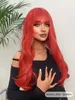 Female fake hair influencer big waves long curly hair red fashion Halloween show wig headpiece