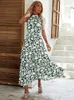 Msfilia Floral Print Halter Slit Sexy Women Chic Dress Summer Casual Ladies Long Dress 240423